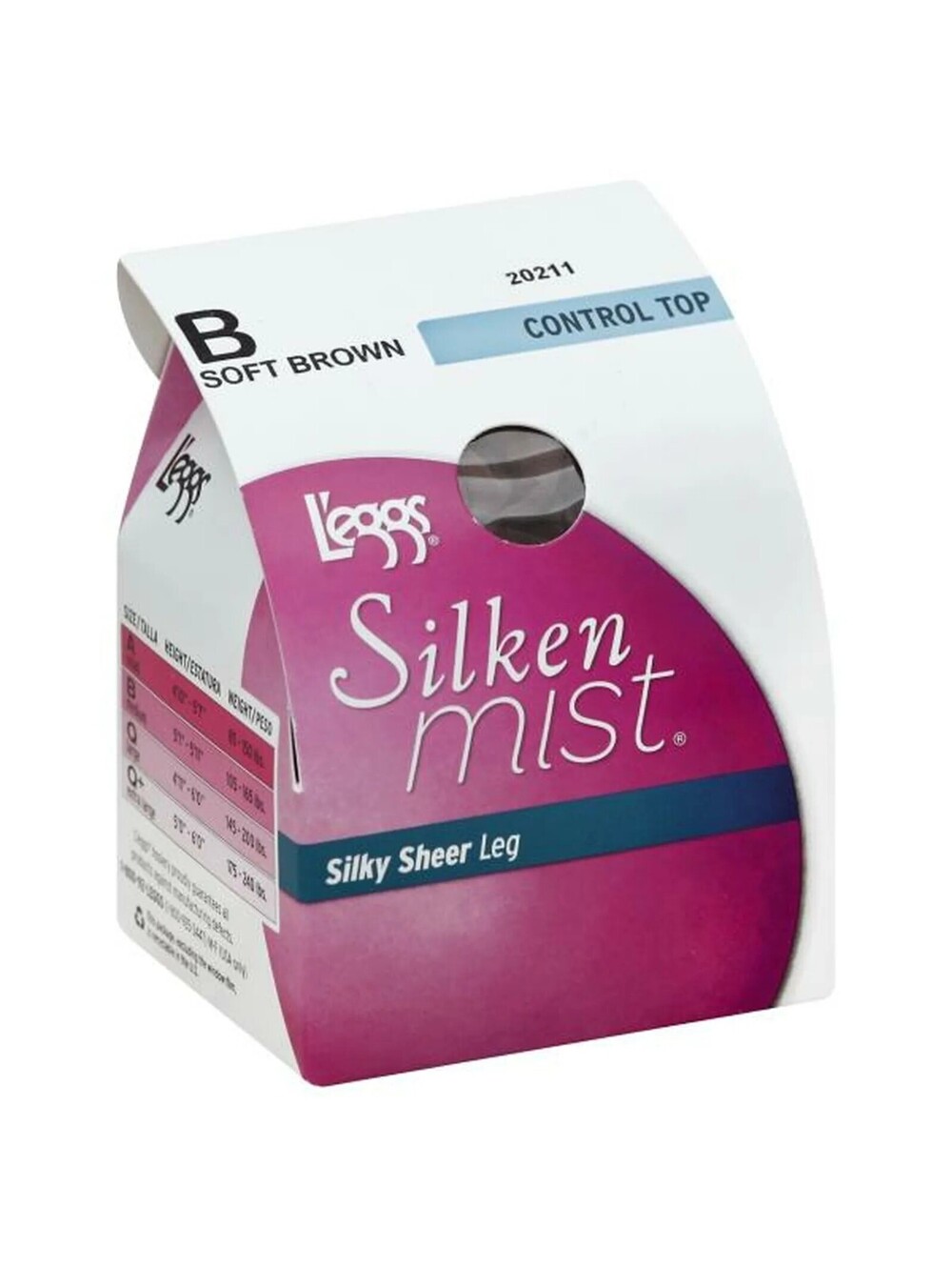 Leggs Silken Mist Control Top Pantyhose Silky Sheer Leg Soft Brown B Med 20211